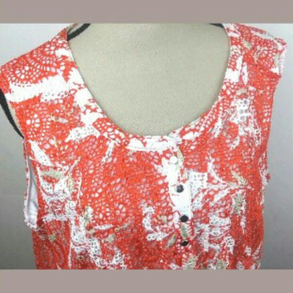 New Directions Layer Crochet Coral Sleeveless - Picture 5 of 8